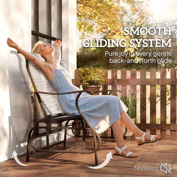 Fauteuil à bascule double avec accoudoirs, assise et dossier en maille, gris