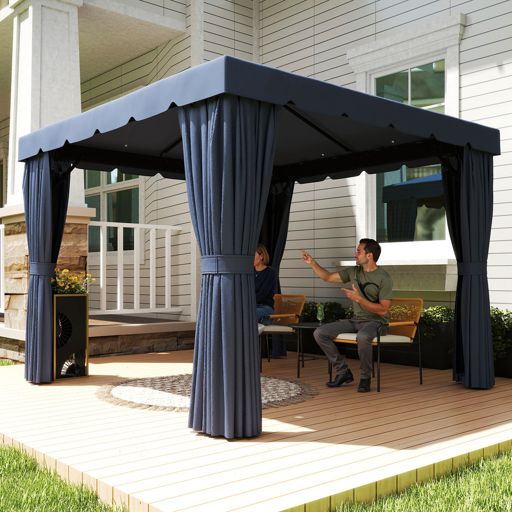 Abri de jardin double 10' x 10'  avec rideaux et moustiquaires, bleu foncé
