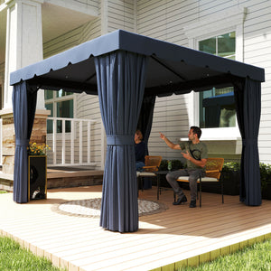Abri de jardin double 10' x 10'  avec rideaux et moustiquaires, bleu foncé