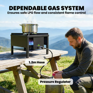 65,000 BTU High-Pressure Propane Burner with Detachable Legs, Black