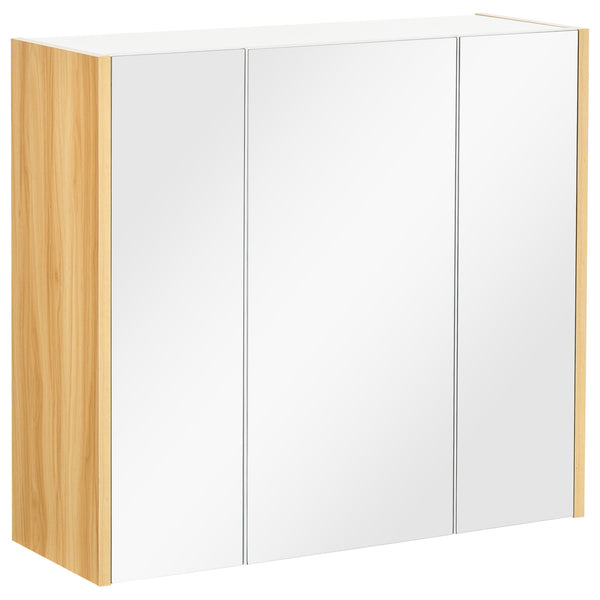 Armoire à pharmacie murale avec miroir, 3 portes et étagères