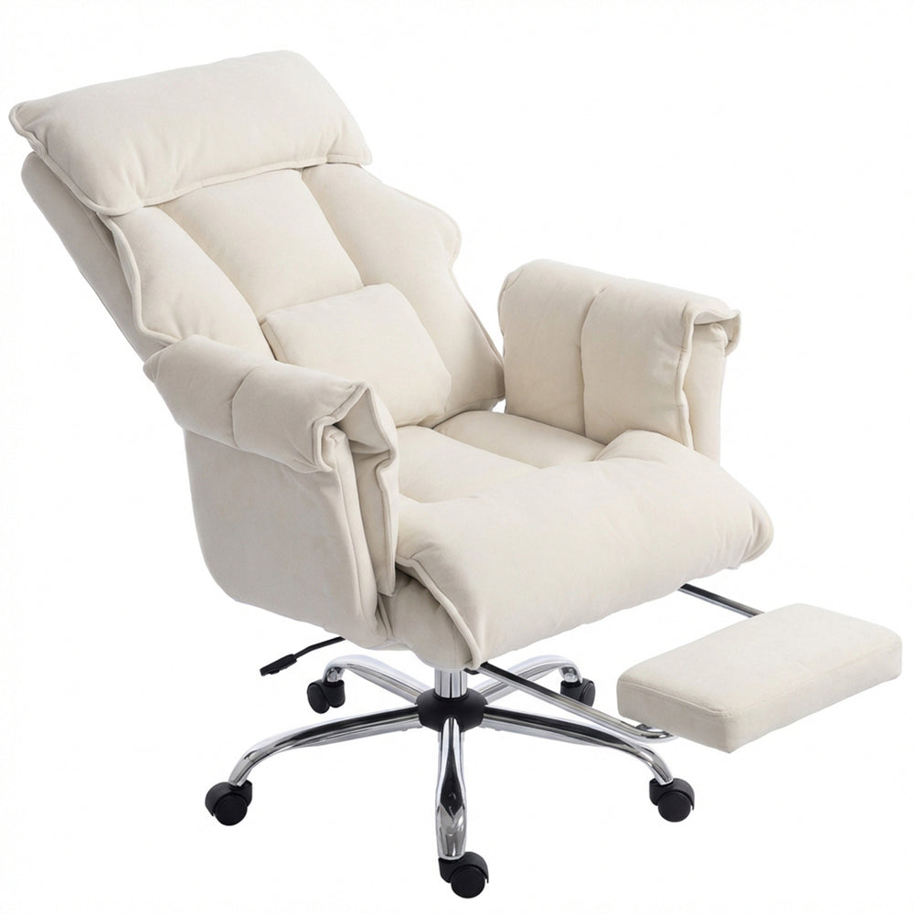 Fauteuil de bureau inclinable avec repose-pieds, crème