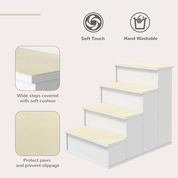 Pet stairs with non-slip covering, white