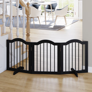 Barrière pour chien pliable à 3 panneaux avec pieds de support, noire