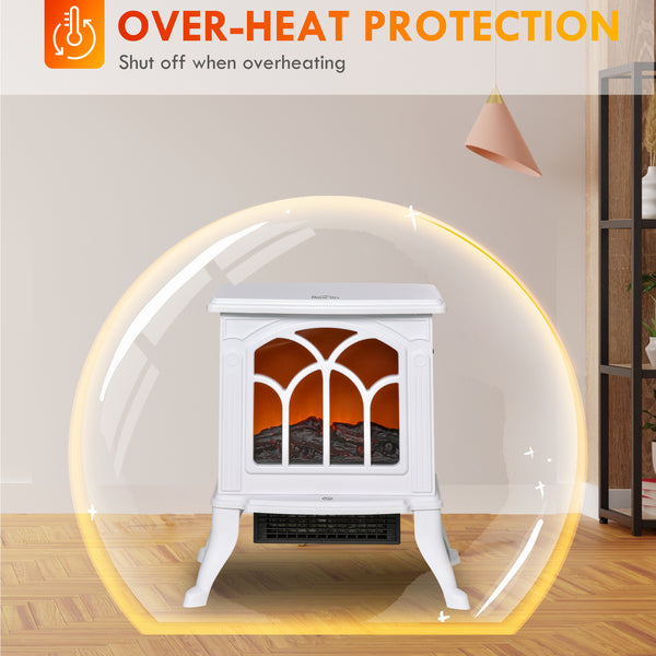 Cheminée électrique autonome avec flamme réaliste 750 W/1 500 W, blanc