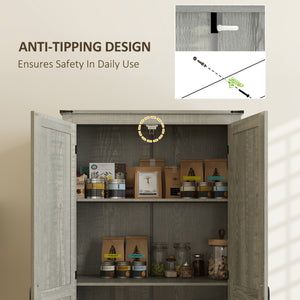 Armoire de cuisine style campagnard avec étagères réglables, armoire de cuisine à 2 portes, gris clair vieilli