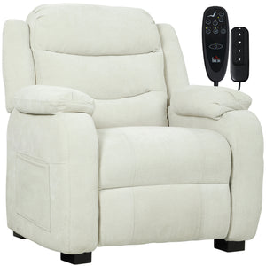Massage Recliner Chair, Power Recliner with Quiet Brushless Motor, Remote, Pockets, 2 Memory Positions, Beige