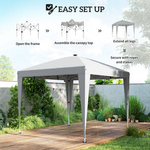 Abri pliant 10 x 10 avec éclairage central, protection UPF 50+, télécommande, gris clair