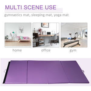 Tapis de gymnastique pliable de 1,22 m x 2,42 m x 5 cm avec poignées de transport, violet