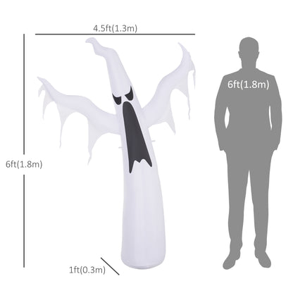 Fantôme gonflable blanc d'Halloween de 1,8 m de haut avec lumières LED
