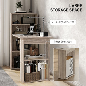 Bureau d'ordinateur avec rangement et étagère pour bureau à domicile, salle d'étude, chêne