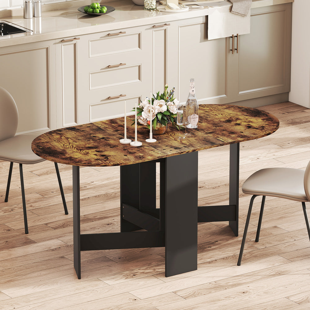 Table de cuisine à abattants peu encombrante pour salle à manger et salon, marron rustique