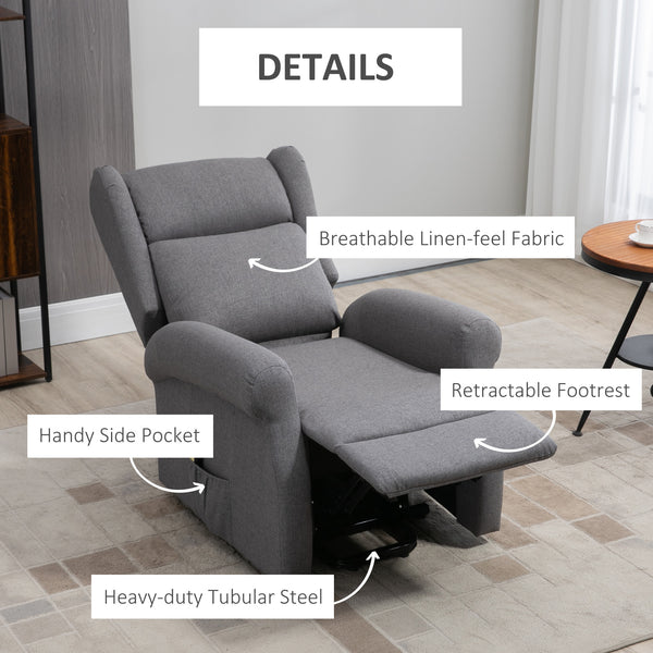 Fauteuil releveur inclinable électrique avec repose-pieds, gris
