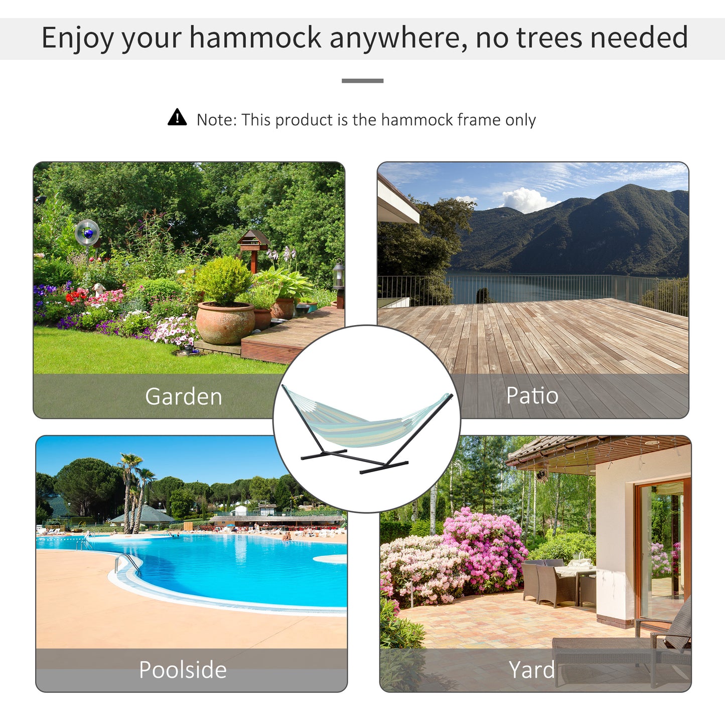 Extra Long Hammock Stand 11.8ft Long Heavy Duty Metal Frame Easy Setup Black