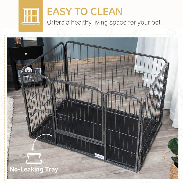4-Panel Pet Playpen with Double-Latch Door, Grey