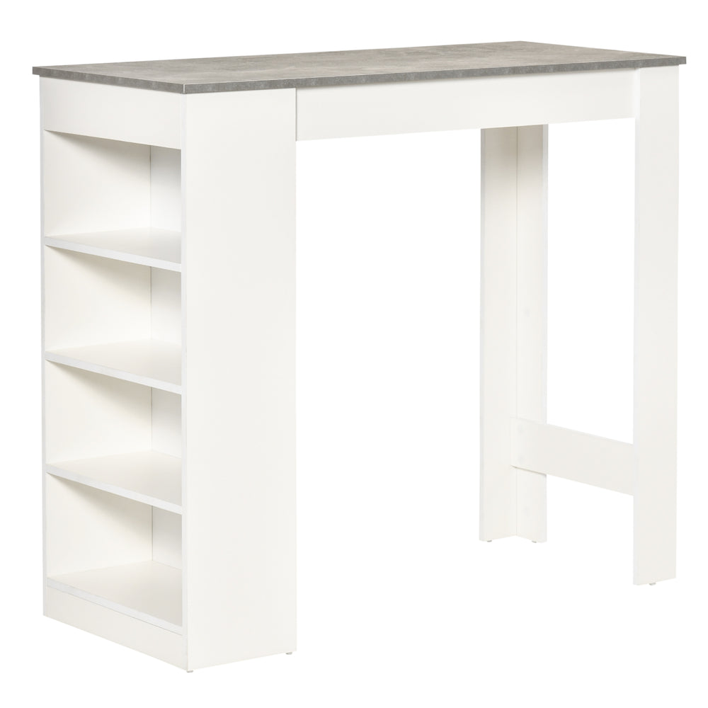 Table de bar avec 4 étagères de rangement, table de bar moderne pour la maison, la cuisine, grise