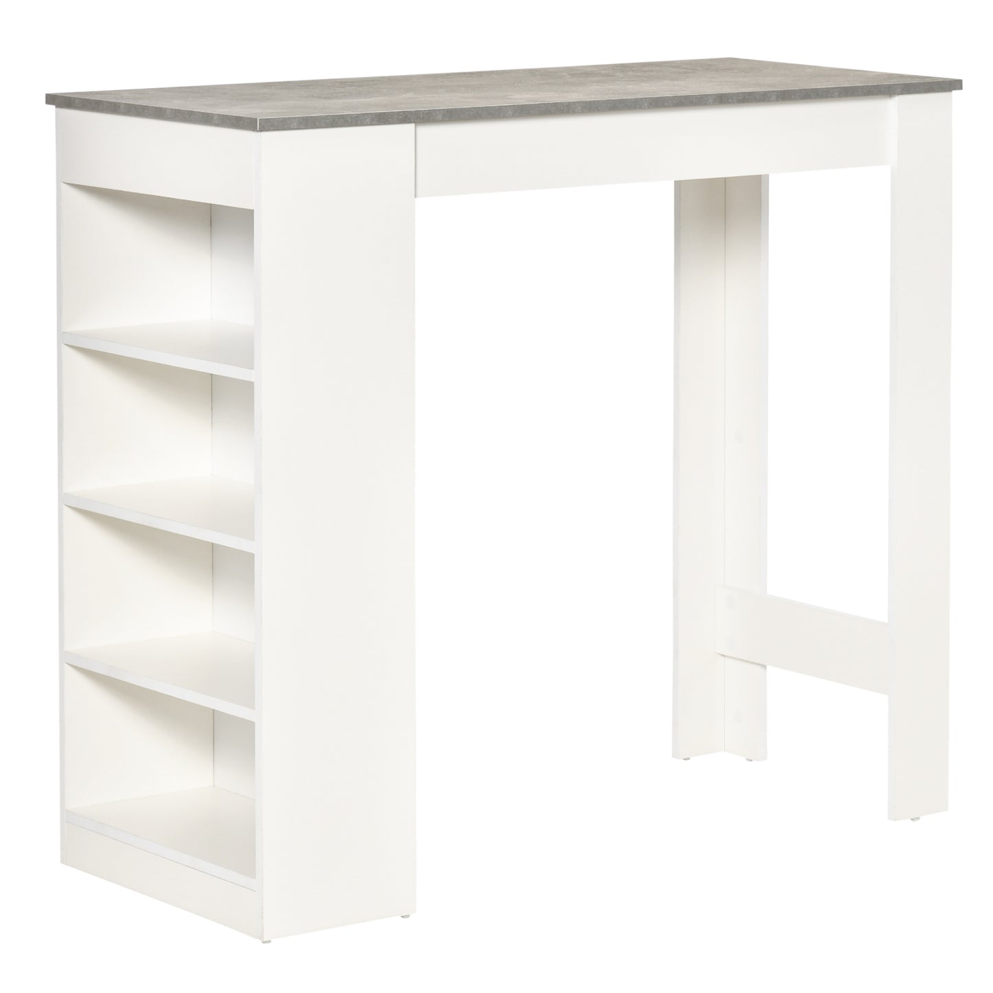 Table de bar avec 4 étagères de rangement, table de bar moderne pour la maison, la cuisine, grise