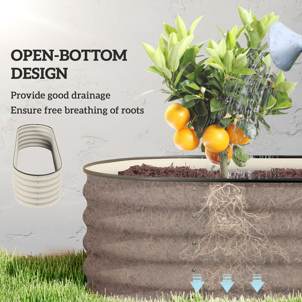 Jardinière surélevée en acier galvanisé avec bordure de sécurité, blanc crème