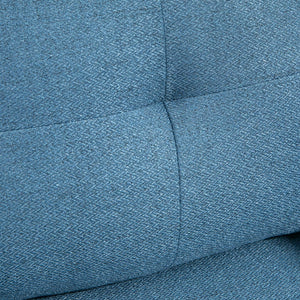 Fauteuil d'appoint moderne rembourré avec dossier capitonné et pieds en acier, bleu