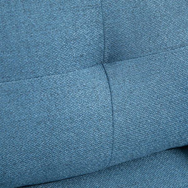 Fauteuil d'appoint moderne rembourré avec dossier capitonné et pieds en acier, bleu