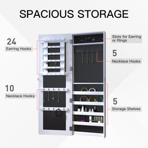 White jewelry cabinet with mirror and wall mount