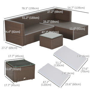 Ensemble de canapés en rotin 3 pièces avec table basse, coussins et oreillers