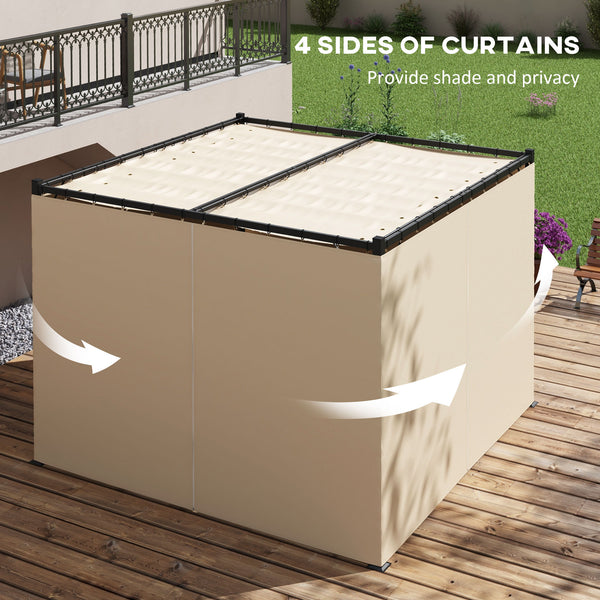 Pergola rétractable 10' x 10' avec rideaux, pour barbecue, patio, terrasse, beige