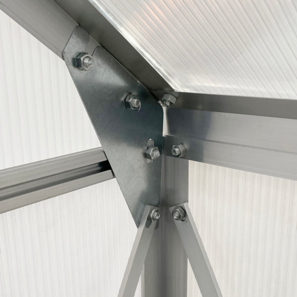 Indoor greenhouse with ventilation, sliding door and gutter