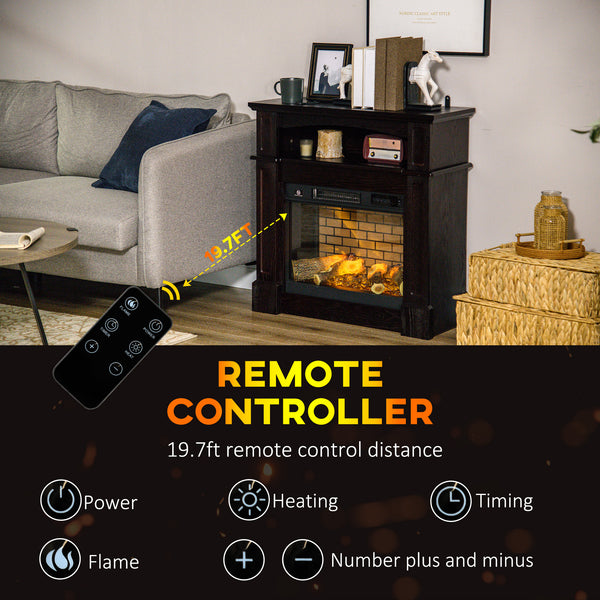 Cheminée électrique avec manteau brun de 700 W/1 400 W