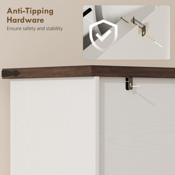 Armoire de rangement 53,5 po avec étagères réglables, 6 portes et étagères à épices pour salle à manger, blanche