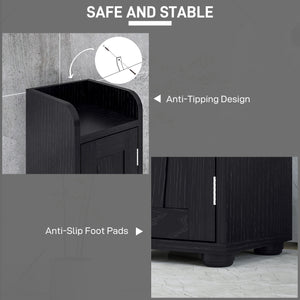 Meuble de salle de bain étroit avec portes de grange, tiroir et étagères réglables, aspect bois noir
