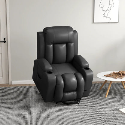 Fauteuil releveur électrique, inclinable avec repose-pieds, télécommande et porte-gobelets, gris