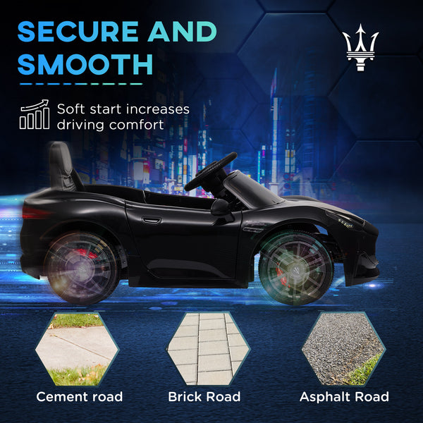 Voiture électrique pour enfants 12V Maserati Gran Turismo sous licence avec télécommande, noir