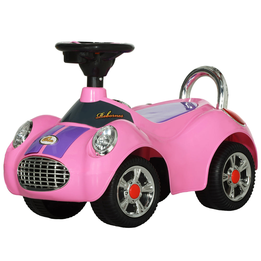 Voiture à pousser pour bambin avec musique, klaxon et lumière, rose