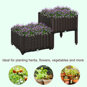 Lot de 2 bacs de jardin surélevés en PP pour fleurs, légumes et herbes aromatiques