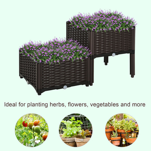 Lot de 2 bacs de jardin surélevés en PP pour fleurs, légumes et herbes aromatiques