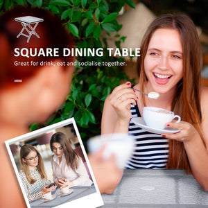 Table de jardin carrée pliable avec trou pour parasol, noire