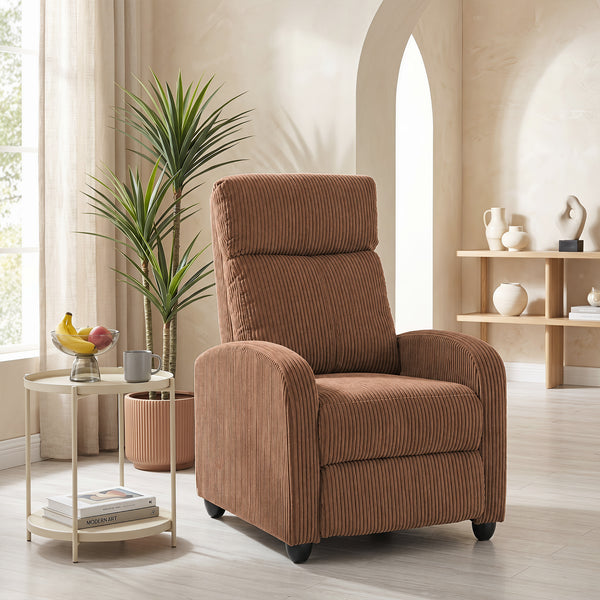 Fauteuil inclinable en velours côtelé, brun