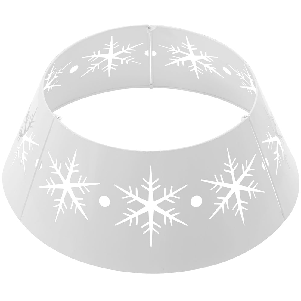 Cache-pied pour sapin de Noël de 66 cm avec motifs de flocons de neige blanc