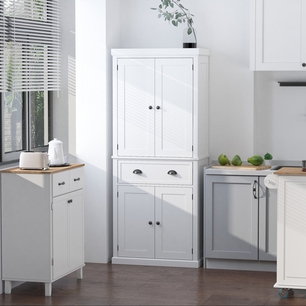 Armoire de cuisine haute avec tiroir, blanche