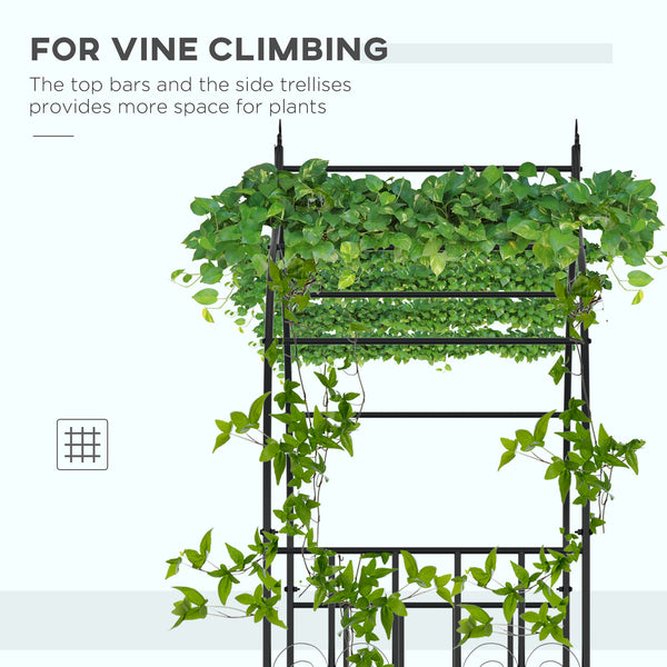 Arche de jardin avec motif en volutes pour rosiers grimpants, vignes et plantes