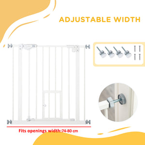 Barrière pour animaux extra large à fixation par pression avec chatière, blanche