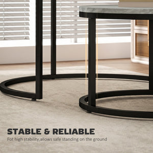 Ensemble de 2 tables basses gigognes avec plateaux effet marbre – Marbre gris