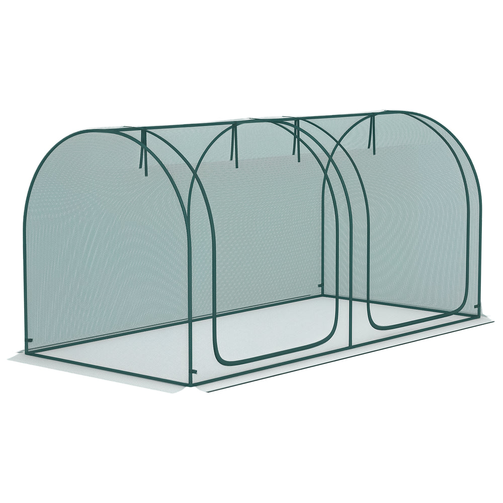 Grow cage with two zippered doors and 4 ground stakes