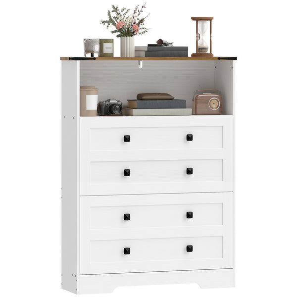 Shoe cabinet with 2 tilt-out shoe drawers, white