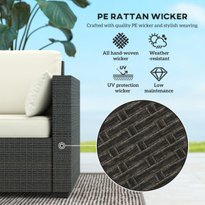 3-seater outdoor sofa with PE rattan cushions, cream white