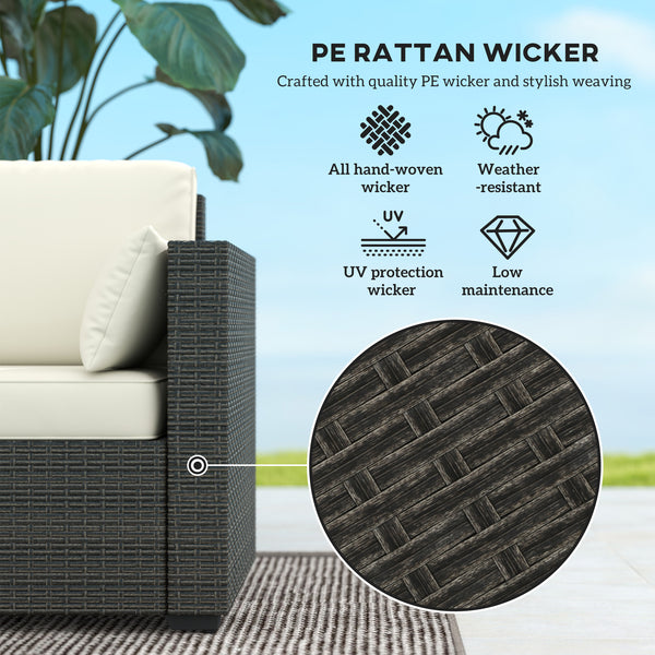 3-seater outdoor sofa with PE rattan cushions, cream white