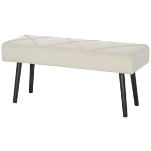 Banc de chambre rembourré moderne avec pieds en acier, blanc crème