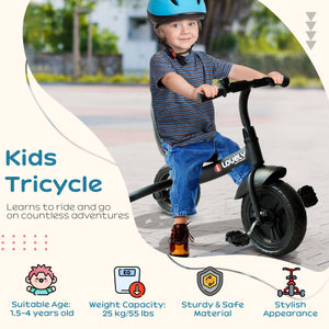 Tricycle for children 18 months and older, indoor and outdoor, Black