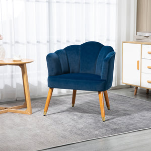 Fauteuils d'appoint avec assise rembourrée, accoudoirs et pieds en bois, bleu